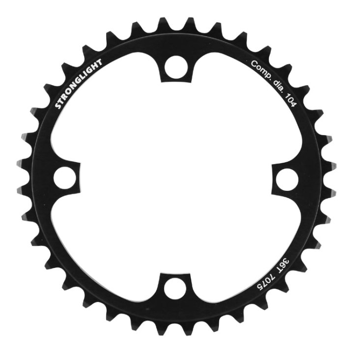 Plateau VAE-E-Bike 4 branches Ø 104 Pour Bosch Stronglight 36 dents Mono Noir Alu 7075 (Pour Systeme 1Ere Et 3Ème Generation - Compatible Brose Avec Spider Ref 181123)