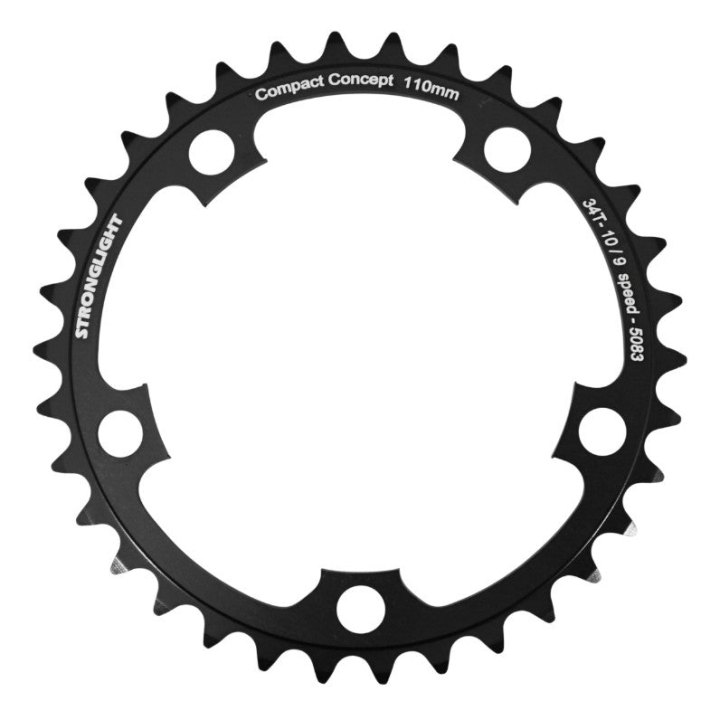 Plateau Route 5 branches Ø 110 Stronglight Dural 34 dents Intérieur Noir Type Shimano 10-9V.
