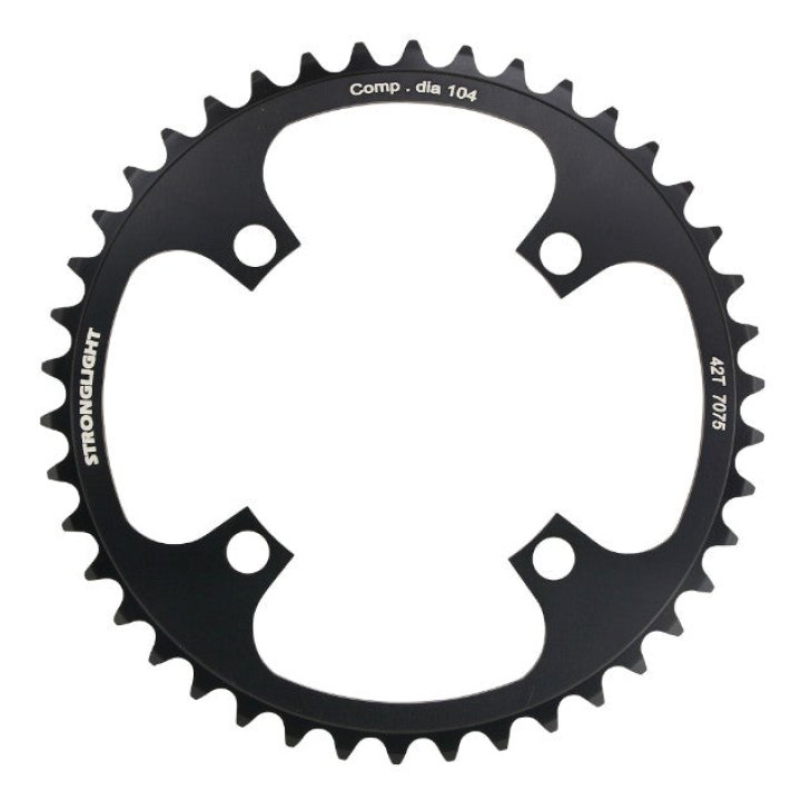 Plateau VAE-E-Bike 4 branches Ø 104 Pour Bosch Stronglight 42 dents Mono Noir Alu 7075 (Pour Systeme 1Ere Et 3Ème Generation - Compatible Brose Avec Spider Ref 181123)