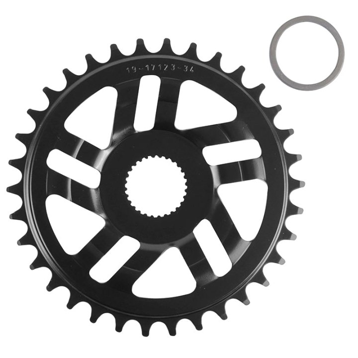 Plateau VAE-E-Bike Direct Mount Pour Bosch Esjot 34 dents Mono Noir Acier (2.38 - 1-2X3-32" - 5.65 1-2X11-128") 4Ème Generation) (Deport 2.5 mm)