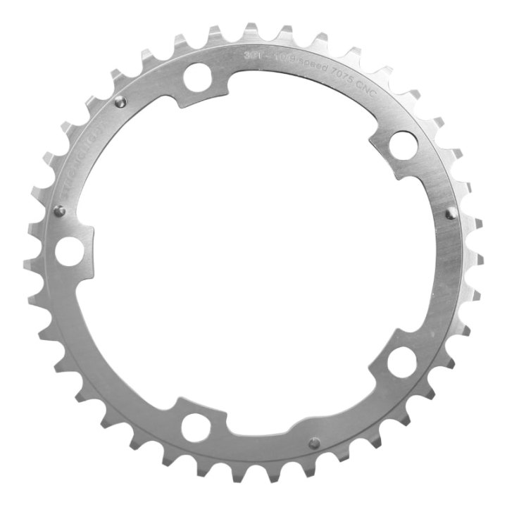 Plateau Route 5 branches Ø 130 Stronglight 39 dents Triple Milieu Argent Alu 7075 Type Shimano 9-10V.