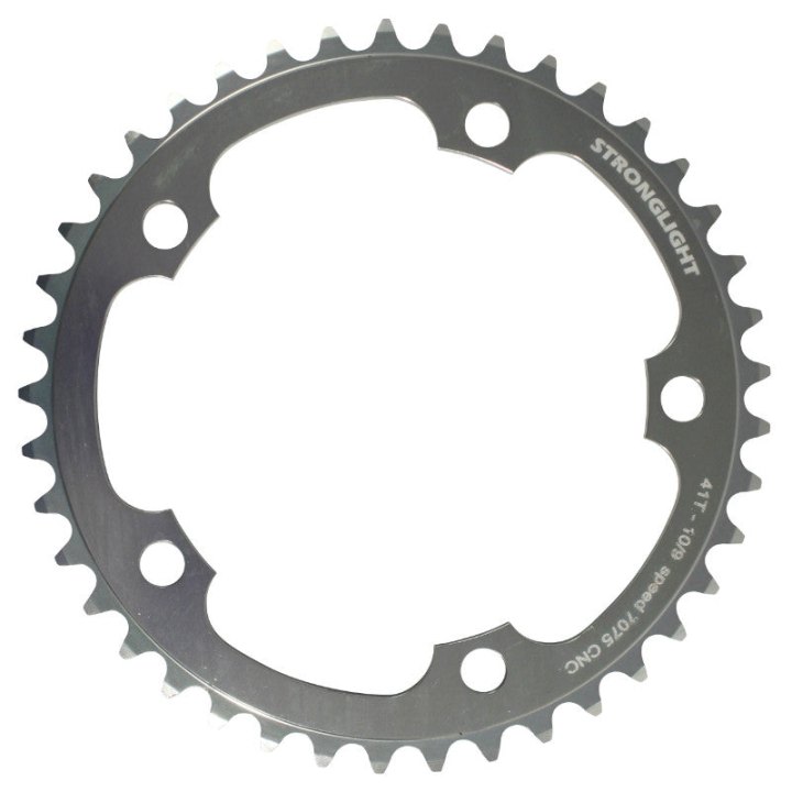Plateau Route 5 branches Ø 130 Stronglight 41 dents Intérieur Argent Alu 7075 Type Shimano 9-10V.