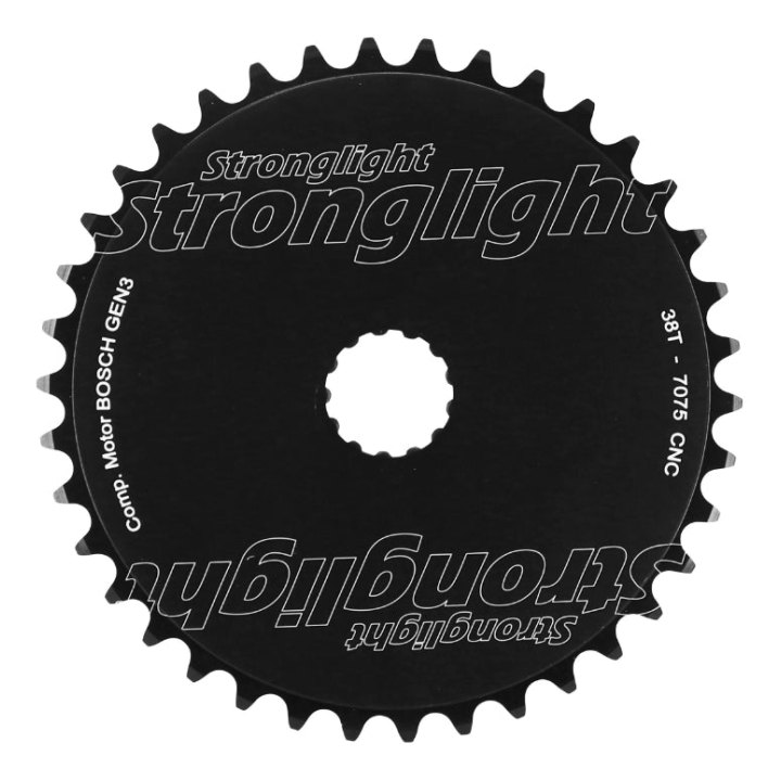 Plateau VAE-E-Bike Direct Mount Pour Bosch Stronglight -3- 38 dents Mono Noir Alu 7075 (3Ème Generation) Avec Rondelle De Deport