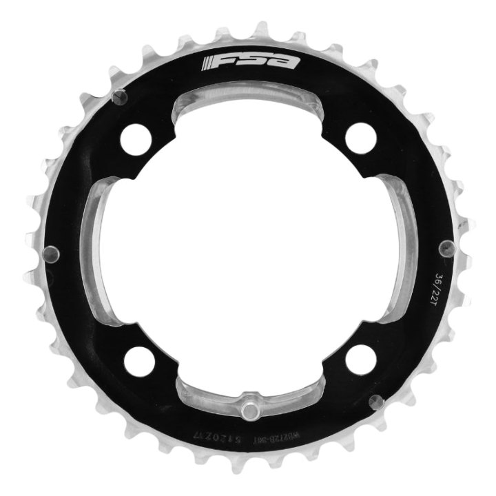 Plateau VTT 4 branches Ø 104 Fsa Origine 36 dents Double Extérieur Alu Noir 10-11V. (Wb272B)