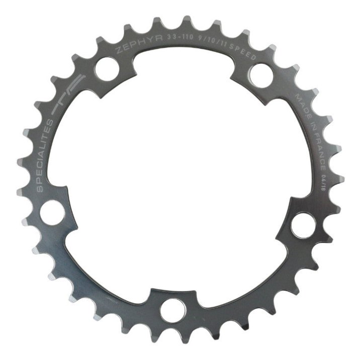 Plateau Route 5 branches Ø 110 Ta Zephyr 33 dents Intérieur Argent Alu 7075 Type Shimano 9-10V.