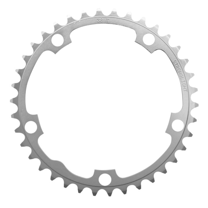 Plateau Route 5 branches Ø 130 Stronglight Dural 38 dents Intérieur Argent Type Shimano 8-9V.