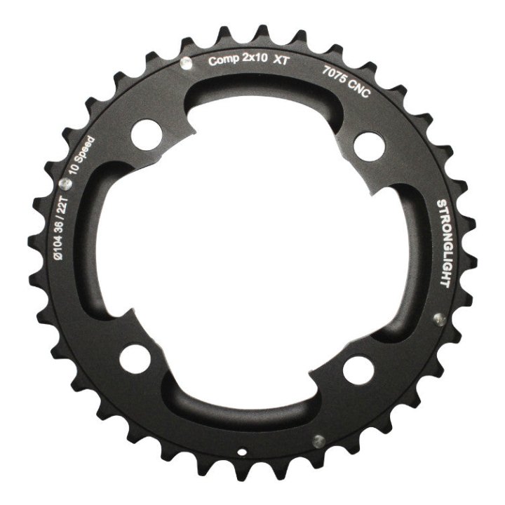Plateau VTT 4 branches Ø 104 Pour Shimano Xt M785 Stronglight Double 36 dents Extérieur Noir (Pour Intérieur 22 dents) Non Filete - Épaisseur 5 mm 10V.