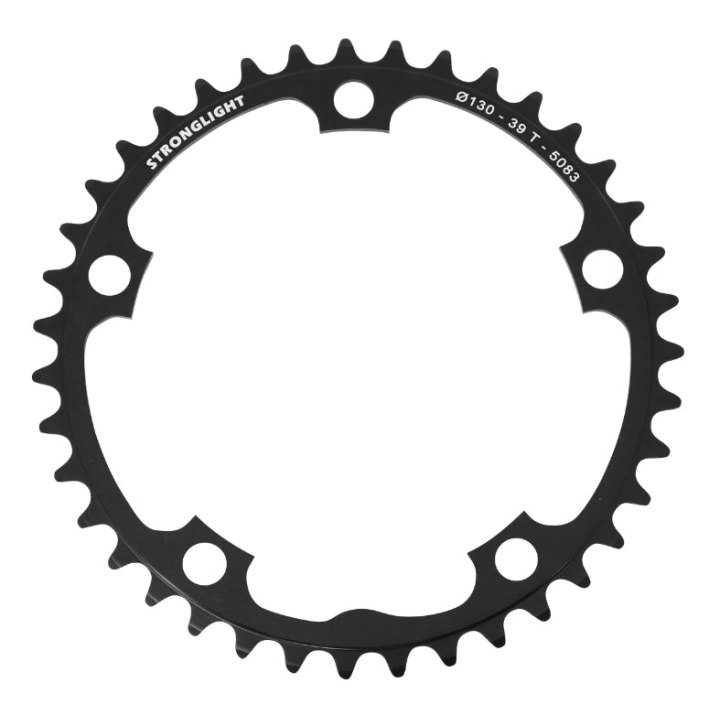 Plateau Route 5 branches Ø 130 Stronglight Dural 39 dents Intérieur Noir Type Shimano 8-9V.