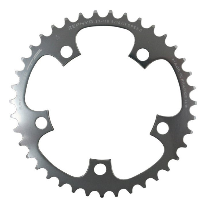Plateau Route 5 branches Ø 110 Ta Zephyr 39 dents Intérieur Argent Alu 7075 Type Shimano 9-10V.