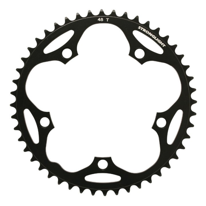 Plateau Route 5 branches Ø 130 Stronglight Dural 48 dents Noir Type Shimano 8-9V.