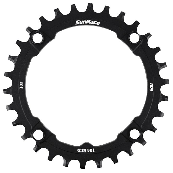 Plateau VTT 4 branches Ø 104 Pour Sunrace 30 dents Mono Noir Alu Compatible Autres Marques Narrow Wide