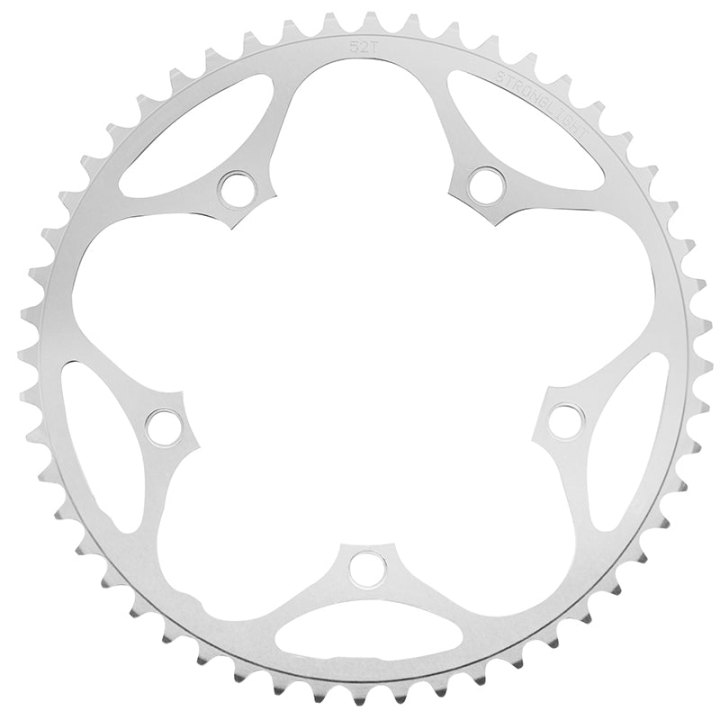 Plateau Route 5 branches Ø 130 Stronglight Dural 52 dents Argent Type Shimano 8-9V.