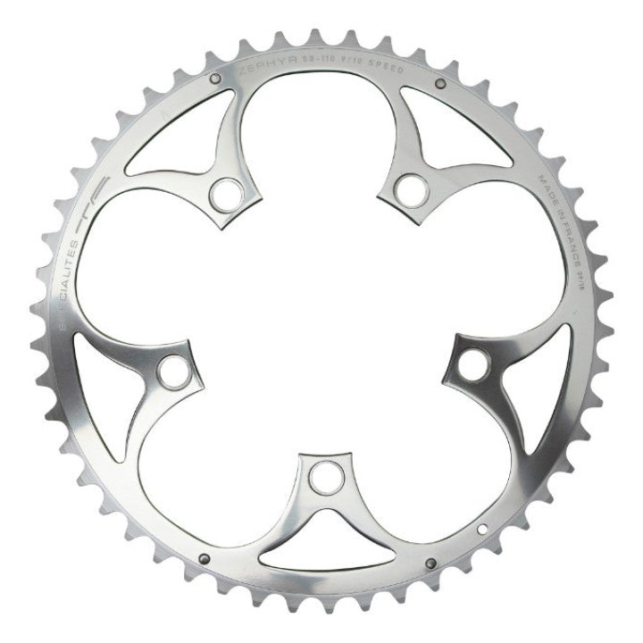 Plateau Route 5 branches Ø 110 Ta Zephyr 46 dents Extérieur Argent Alu 7075 Type Shimano 9-10V.