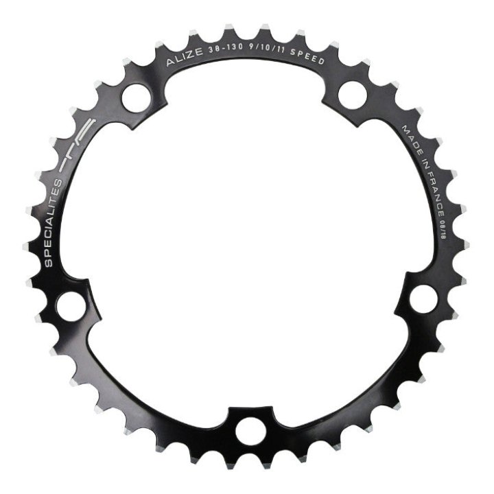 Plateau Route 5 branches Ø 130 Ta Alize 38 dents Intérieur Noir Alu 7075 Type Shimano 8-9-10V.
