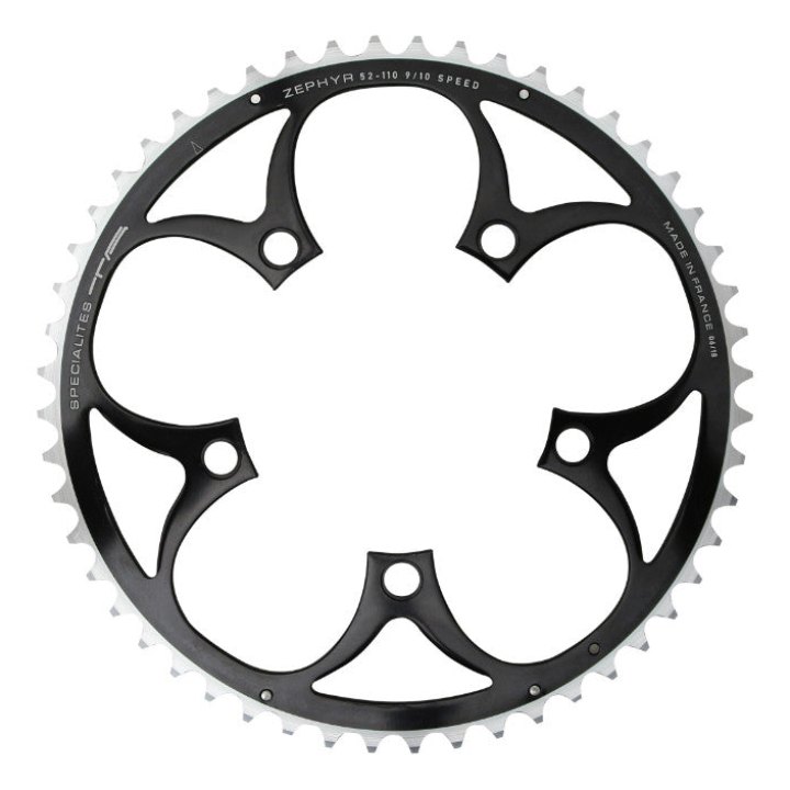 Plateau Route 5 branches Ø 110 Ta Zephyr 52 dents Extérieur Noir Alu 7075 Type Shimano 9-10V.