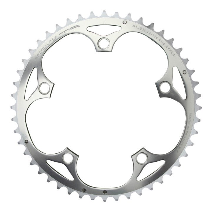 Plateau Route 5 branches Ø 130 Ta Alize 52 dents Extérieur Argent Alu 7075 Type Shimano 8-9-10V.