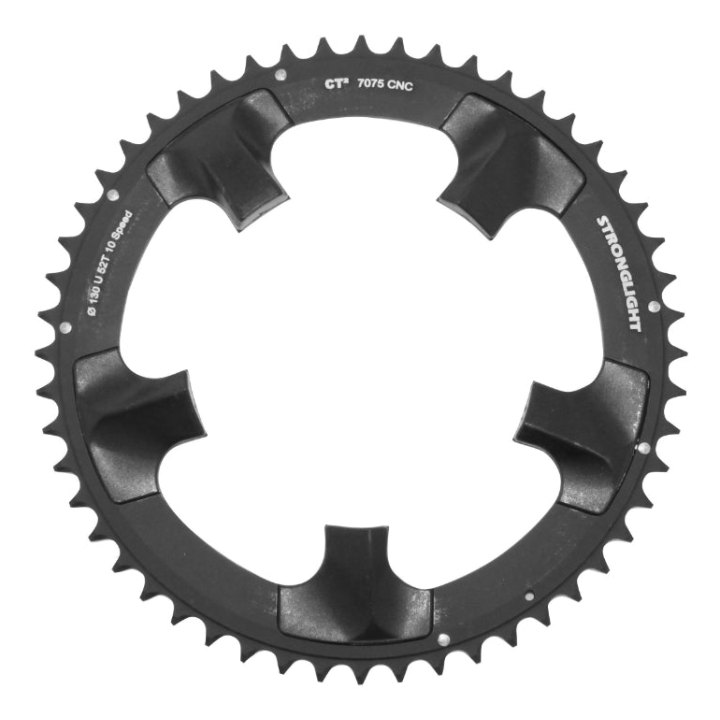 Plateau Route 5 branches Ø 130 Pour Shimano Ultegra 6700 Stronglight Ct2 52 dents Extérieur Noir 10V.
