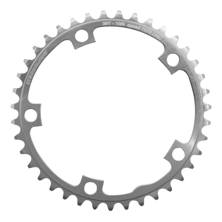 Plateau Route 5 branches Ø 130 Stronglight 39 dents Intérieur Argent Alu 7075 Type Shimano 9-10V.