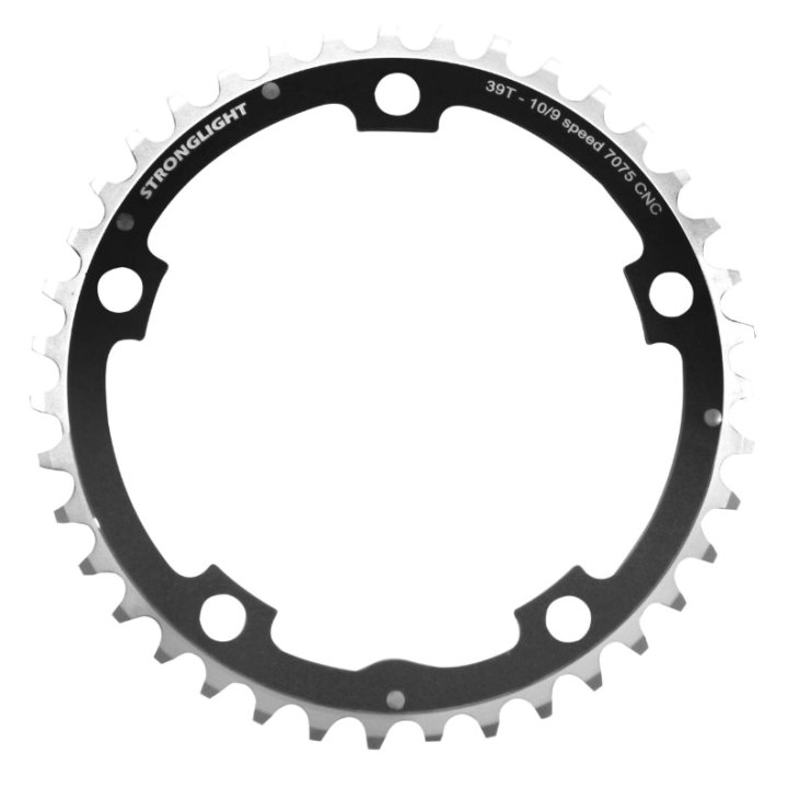 Plateau Route 5 branches Ø 130 Stronglight 39 dents Triple Milieu Noir Alu 7075 Type Shimano 9-10V.