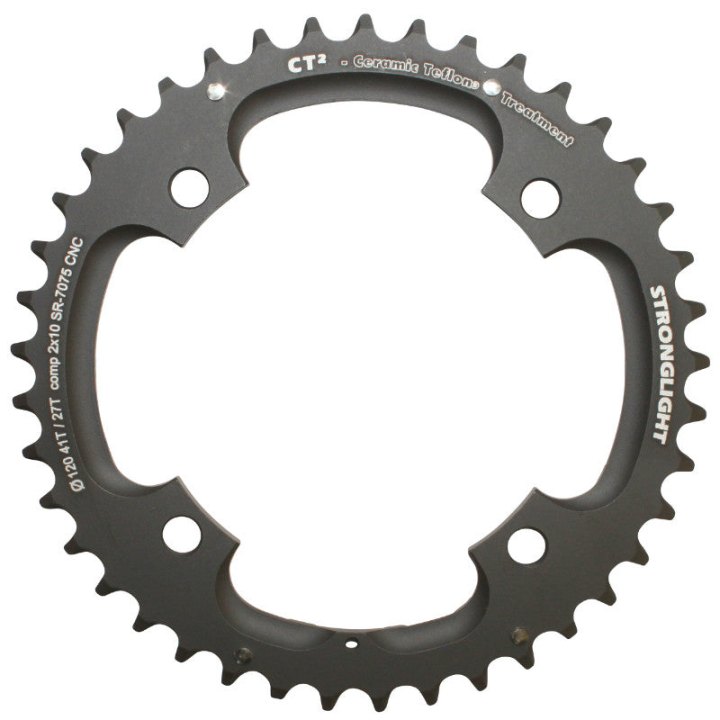 Plateau VTT 4 branches Ø 120 Pour Sram X0-Xx Stronglight Double 41 dents Extérieur Noir Ct2 10V. Pour 27 dents Intérieur Filete - Épaisseur 5 mm (X9-X7-X0-Xx)