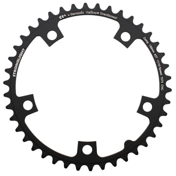 Plateau Route 5 branches Ø 130 Stronglight Ct2 42 dents Intérieur Noir Type Shimano 10-11V.