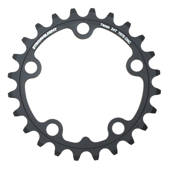 Plateau Route 5 branches Ø 74 Stronglight 24 dents Triple Noir Alu 7075 9-10V.