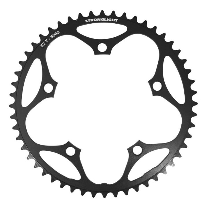 Plateau Route 5 branches Ø 130 Stronglight Dural 52 dents Noir Type Shimano 8-9V.