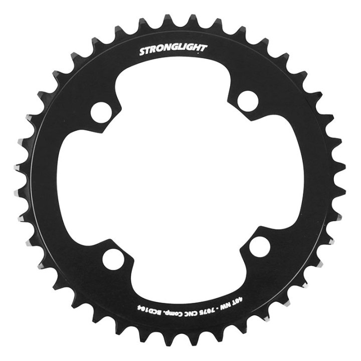 Plateau VAE-E-Bike 4 branches Ø 104 Pour Bosch - Brose - Yamaha - Bafang - Shimano -Sram Stronglight 40 dents Mono Noir Alu 7075 Narrow Wide 12-11-10V.