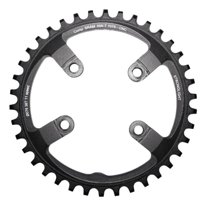 Plateau VTT 4 branches Ø 76 Pour Sram Xx1 Stronglight 38 dents Mono Noir Alu 7075 11V. Narrow Wide