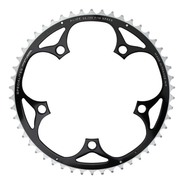 Plateau Route 5 branches Ø 130 Ta Alize 52 dents Extérieur Noir Alu 7075 Type Shimano 8-9-10V.