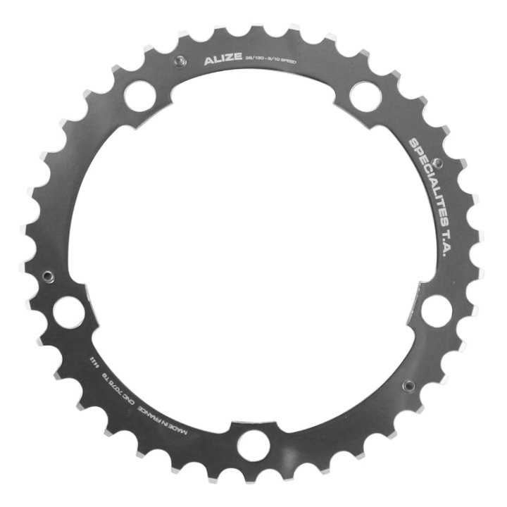 Plateau Route 5 branches Ø 130 Ta Alize Triple 38 dents Milieu Argent Alu 7075 Type Shimano 8-9-10V.