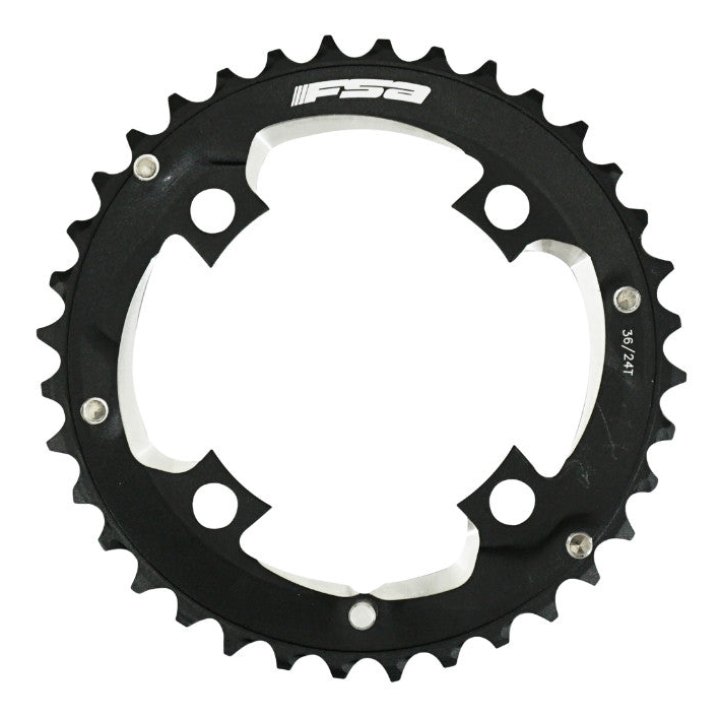 Plateau VTT 4 branches Ø 96 Pour Fsa Origine 36 dents Extérieur 2X11V. Alu Noir (Pour 24 dents)