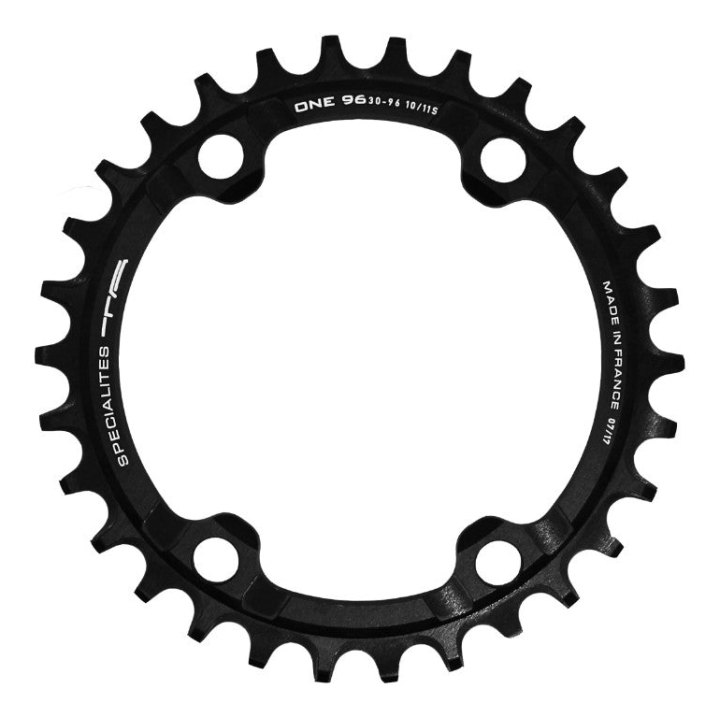 Plateau VTT 4 branches Ø 96 Pour Shimano Slx7000- Xt8000- Xtr9000 Ta One 30 dents Mono Noir Mat Alu 10-11-12V. Narrow Wide (Compatible Toute Chaîne 12V Sauf Shimano)
