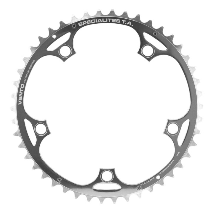 Plateau Route 5 branches Ø 135 Ta Vento 46 dents Extérieur Argent Alu 7075 Type Campagnolo 9-10V.