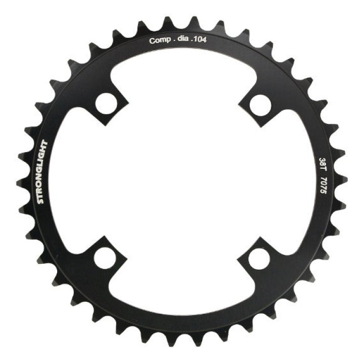 Plateau VAE-E-Bike 4 branches Ø 104 Pour Bosch Stronglight 38 dents Mono Noir Alu 7075 (Pour Systeme 1Ere Et 3Ème Generation - Compatible Brose Avec Spider Ref 181123)