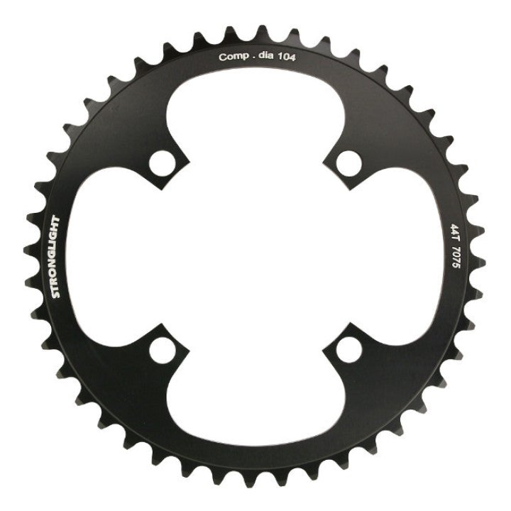 Plateau VAE-E-Bike 4 branches Ø 104 Pour Bosch Stronglight 44 dents Mono Noir Alu 7075 (Pour Systeme 1Ere Et 3Ème Generation - Compatible Brose Avec Spider Ref 181123)