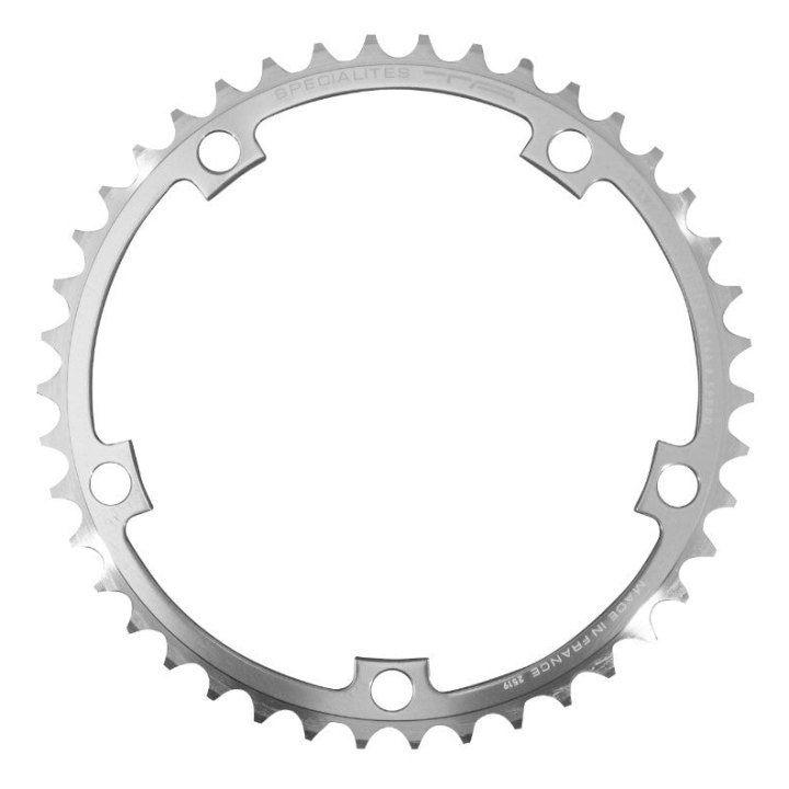 Plateau Route 5 branches Ø 144 Ta Vintage 42 dents Intérieur Argent Alu 7075 Type Shimano 7-8V.