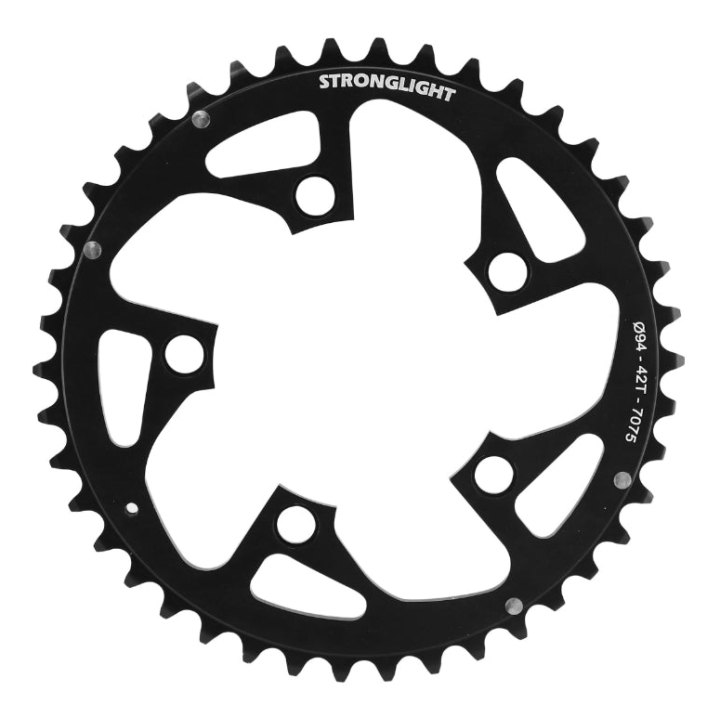 Plateau VTT 5 branches Ø 94 Stronglight Triple 42 dents Noir Extérieur Alu 7075 8-9V.