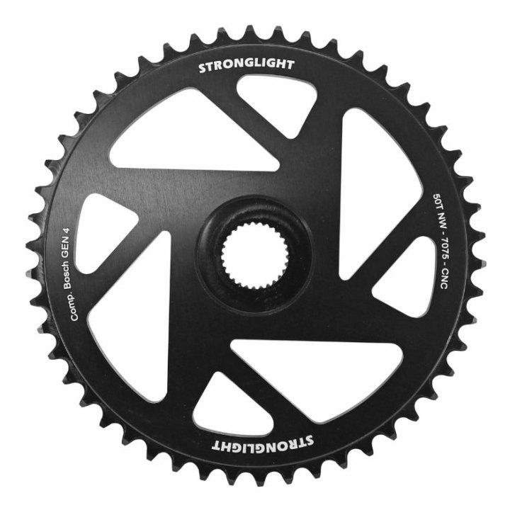 Plateau VAE-E-Bike Direct Mount Pour Bosch Stronglight -4- 50 dents Mono Noir Alu 7075 (4Ème Generation) Narrow Wide