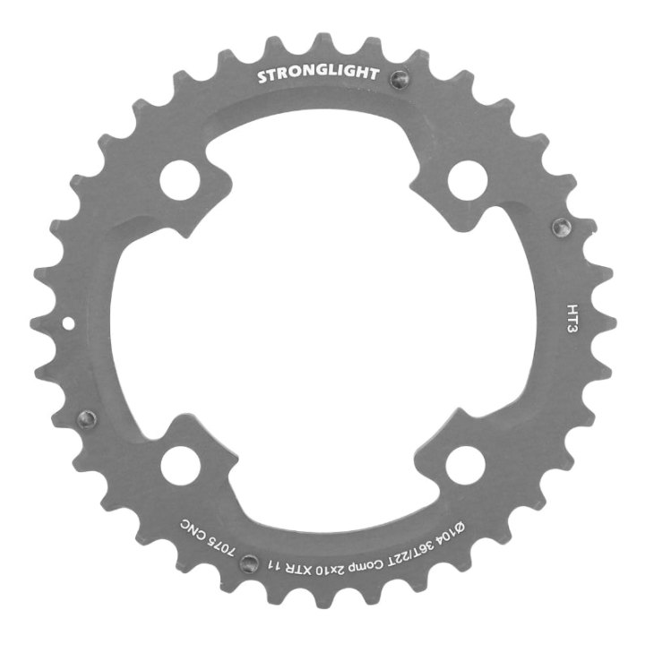 Plateau VTT 4 branches Ø 104 Pour Shimano Xtr M980 Stronglight Double Ht3 36 dents Extérieur Noir (Pour Intérieur 22 dents) Non Filete 10V.