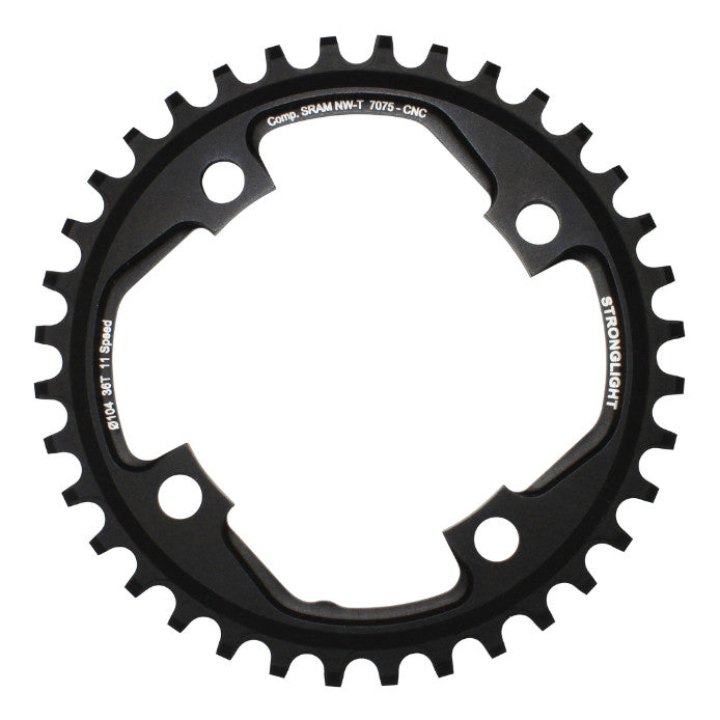 Plateau VTT 4 branches Ø 104 Pour Sram Xo1 Stronglight 36 dents Mono Noir Alu 7075 11V. Narrow Wide - Épaisseur 5 mm