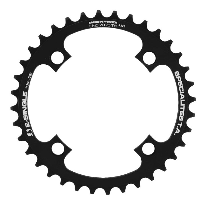 Plateau VAE-E-Bike 4 branches Ø 104 Pour Bosch - Brose - Yamaha - Giant - Shimano E-Steps Ta E-Single 36 dents Mono Noir Alu 7075