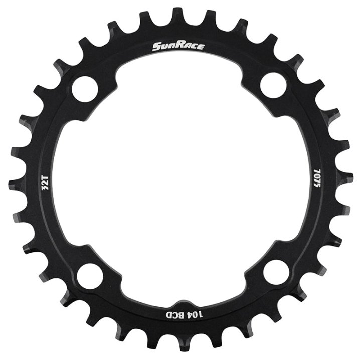 Plateau VTT 4 branches Ø 104 Pour Sunrace 32 dents Mono Noir Alu Compatible Autres Marques Narrow Wide