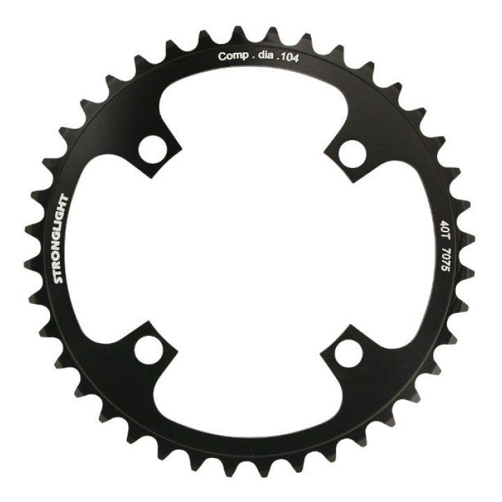 Plateau VAE-E-Bike 4 branches Ø 104 Pour Bosch Stronglight 40 dents Mono Noir Alu 7075 (Pour Systeme 1Ere Et 3Ème Generation - Compatible Brose Avec Spider Ref 181123)