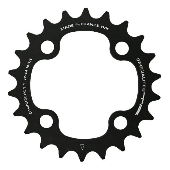 Plateau VTT 4 branches Ø 104 Ta Chinook Double-Triple 32 dents Extérieur Noir Alu Pour Shimano - Sram - Race Face - Fsa 10-11V. (Compatible Milieu En Triple Plateau)