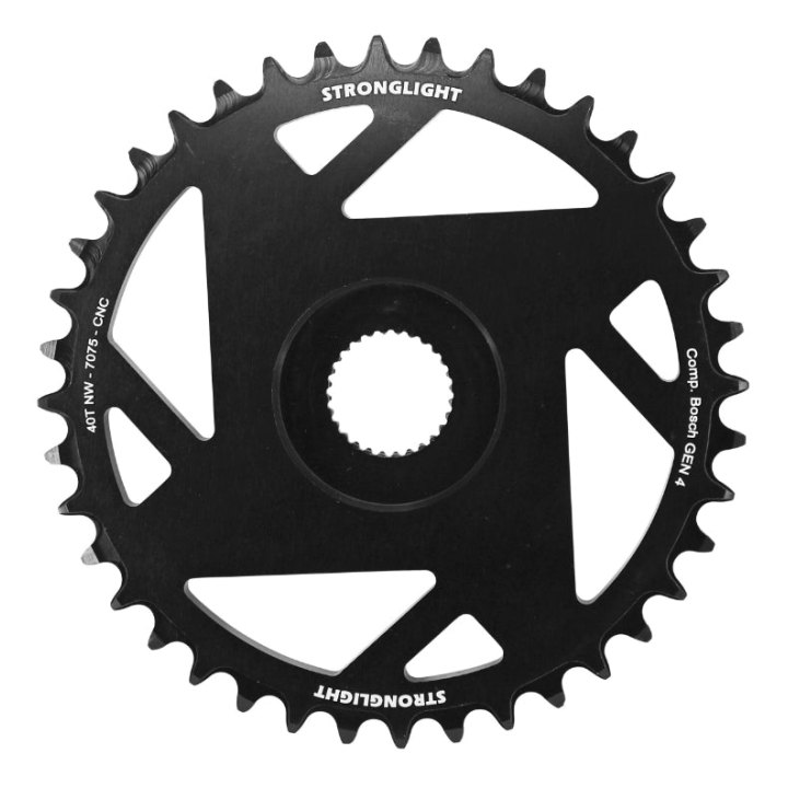 Plateau VAE-E-Bike Direct Mount Pour Bosch Stronglight -4- 40 dents Mono Noir Alu 7075 (4Ème Generation) Narrow Wide