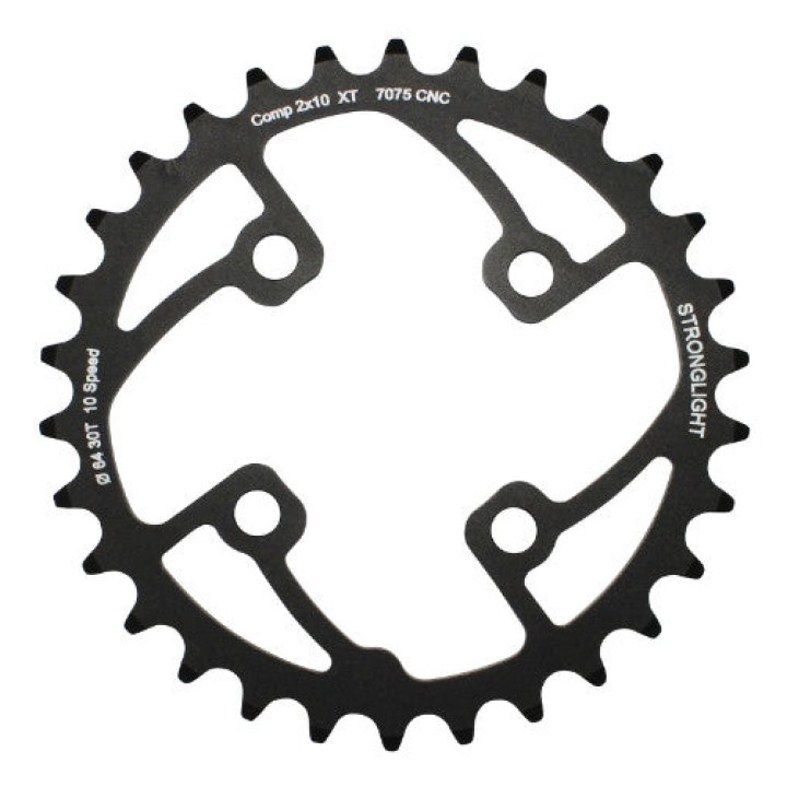 Plateau VTT 4 branches Ø 64 Pour Shimano Xt M785 Stronglight Double 30 dents Intérieur Noir (Pour Extérieur 44 dents) Non Filete - Épaisseur 3.5 mm 10V.