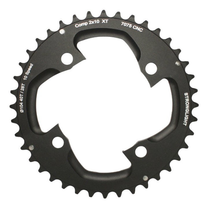 Plateau VTT 4 branches Ø 104 Pour Shimano Xt M785 Stronglight Double 40 dents Extérieur Noir (Pour Intérieur 28 dents) Non Filete - Épaisseur 5 mm 10V.