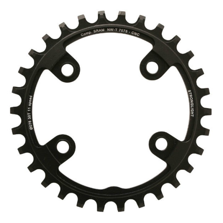 Plateau VTT 4 branches Ø 76 Pour Sram Xx1 Stronglight 30 dents Mono Noir Alu 7075 11V. Narrow Wide