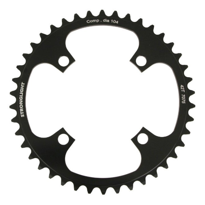 Plateau VTT 4 branches Ø 104 Stronglight Mono 42 dents Noir Alu 7075 - Épaisseur 3.5 mm 8-9V.